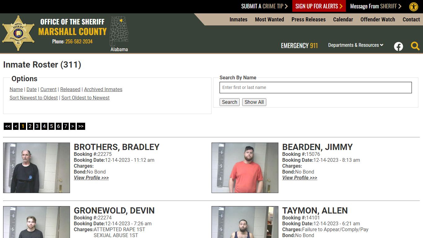 Inmate Roster (321) - Marshall County Sheriff's Office